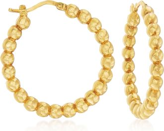 Ross-Simons Italian 14kt Yellow Gold Beaded Hoop Earrings