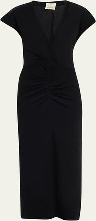Isabel Marant Nadra Gathered Waist Jersey Midi Dress