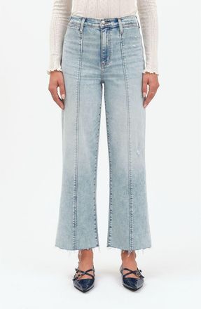 Daze Pleaser Distressed High Waist Raw Hem Crop Jeans in Cupid at Nordstrom, Size 24