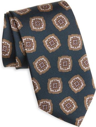 Jack Victor Charest Medallion Silk Tie in Indigo at Nordstrom
