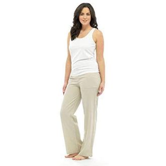 Tom Franks Ladies Womens Linen Casual Trousers with Pockets New 2015 Design (3XL, Stone)