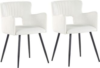 Beliani Beliani - Conjunto de 2 sillas de comedor de terciopelo blanco crema negro respaldo Sanilac