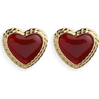 Argento Vivo Semiprecious Stone Heart Stud Earrings in Gold/Carnellian at Nordstrom
