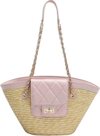 Tiffany & Fred Quilted Straw Tote With Chain