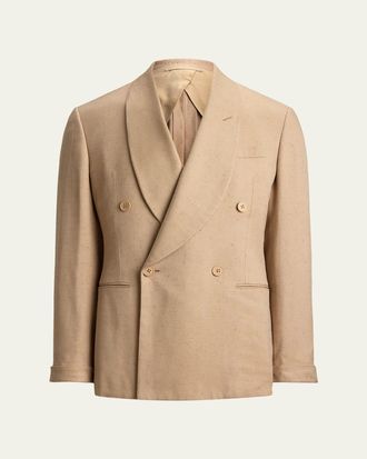 Ralph Lauren Purple Label Mens Super Slub Twill Shawl Lapel Double-Breasted Blazer