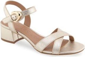 Aerosoles Cinzia Block Heel Sandal in Gold Metallic Faux Leather at Nordstrom Rack, Size 5.5