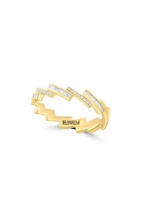 Effy 14K Gold Plated Sterling Silver Diamond Stackable Ring at Nordstrom Rack, Size 7