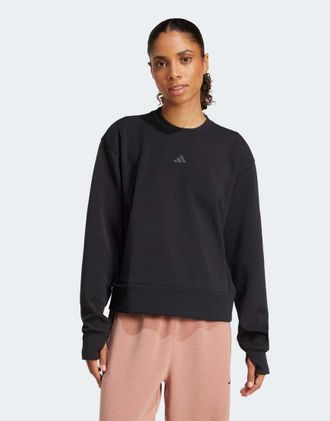 adidas adidas Performance - Designed for Training - Felpa girocollo da riscaldamento nera-Nero