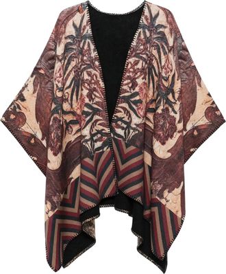 Pierre-Louis Mascia Poncho in lana con stampa - Marrone