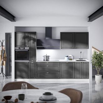 Vicco Mueble De Cocina Fame-line, Antracita-oro Landhaus/blanco, 310 Cm, Et Antracita, Vicco