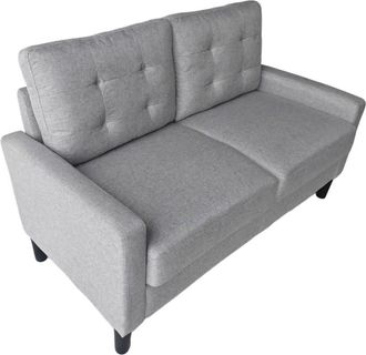 Home Heavenly Sofá de 2 plazas en tela antimanchas en gris claro 86 x 140 x 76 cm
