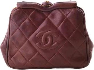 Chanel Pre-owned Leren Clutch - Dames - Vintage Clutch - Bruin - ONE Size - Leer - Vintage