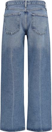 A Gold E Womens Wide-Leg Creased Jeans Blue Cotton