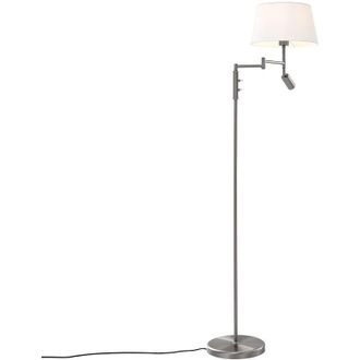 QAZQA Qazqa - Floor Lamp Steel with White Lampshade and Adjustable Reading Light - Ladas