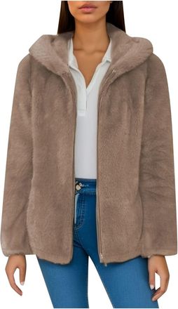 Generic Winter Coat Women Fleece Thickened Hooded Jacket Coats Waterproof Heat Outdoor Park Fuzzy Solid Color Classics Open Front Flannel