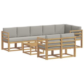 vidaXL Conjunto De Sof&aacute;s De Exterior 9 Pcs Blanco Y Gris Claro Vidaxl