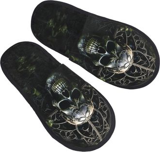 Generic DHGJHGN Skulls Print Slippers For Women And Men,Warm Comfortable For Home And Travel