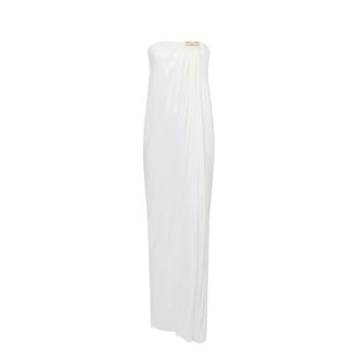 Elisabetta Franchi Gowns, female, White, Size: S Red Carpet Jersey Dress