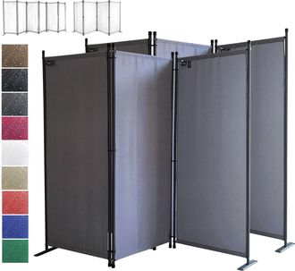 Quick Star 2 St&uuml;ck Paravent 4 Teilig 165 X 220 Cm Beigegrau - Garten & Balkon Sichtschutz Stellwand Innen & Au&szlig;en - Raumteiler Trennwand Faltbar Blickdicht & Wet