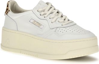 Autry Womens Medalist Platform Leather Sneakers White-Leopard White/leopard