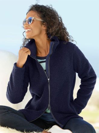 Heine Langjacke HEINE, Damen, Gr. 34, blau (marine), 100% Polyester, unifarben, Jacken Langjacke