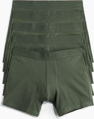 H&M 5er-Pack Halblange Trunks mit Lycra - Khakigr&uuml;n