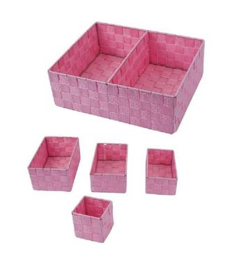 Trade Shop Trade Shop - 11 Uds Cajas Textiles Modulares Organizador De Ba&ntilde;o Estanterias De Armarios 79083 Rosa
