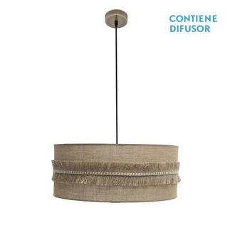 Fabrilamp Abrila Colgante Beige Con Pantalla De Flecos De La Serie Kala