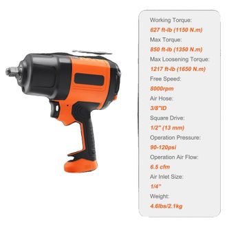 OEM Llave De Impacto Neum&aacute;tica, 1400 Ft-lbs De Torque, Juego De 11 Vasos, 1350 N