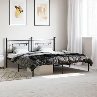 vidaXL Estructura Cama Sin Colch&oacute;n Con Cabecero Metal Negro 183x213 Cm Vidaxl