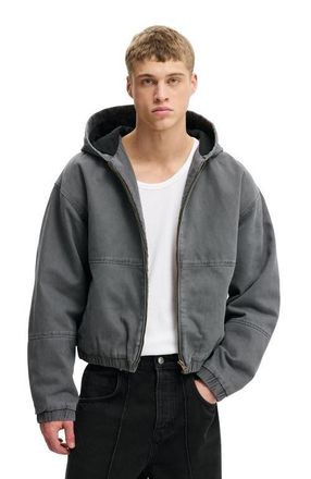 Cotton On Mens Cropped Hooded Bomber in Washed Black at Nordstrom, Size Xx-Large