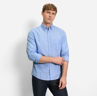 Olymp Langarmhemd OLYMP Casual, Herren, Gr. XXL, N-Gr, blau, Web, Obermaterial: 100% Baumwolle, regular fit, Manschette, Hemden Langarmhemd