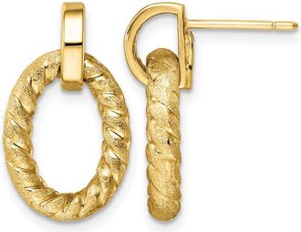 Diamond2Deal 14K Yellow Gold Textured Oval Drop Dangle Earrings