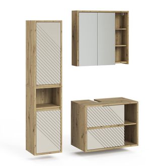 Vicco Juego De Muebles De Ba&ntilde;o De 3 Piezas Viola, Roble Artesanal,.3 Partes, Vicco