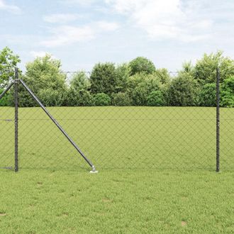 Berkfield Home Chain Link Fence with 7 Spike Posts 1.4x10 m Galvanised Steel in Grey