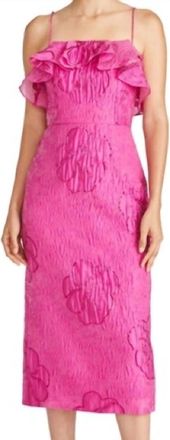 Monique Lhuillier Womens Cynthia Jacquard Midi Dress In Bright Pink