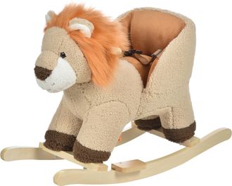HOMCOM Caballito balanc&iacute;n para beb&eacute;s 68x35x50 cm marr&oacute;n