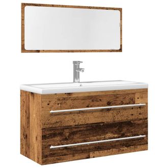 Berkfield Home 2 Piece Bathroom Furniture Set Old Wood Engineered Wood in Brown