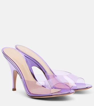 Gianvito Rossi 95 leather-trimmed PVC mules