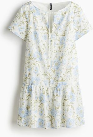 H&M Ausgestelltes Baumwollkleid - White