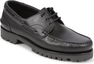 Jones Bootmaker Mens Pickering2 Leather Boat Shoes - Black - Size UK 10