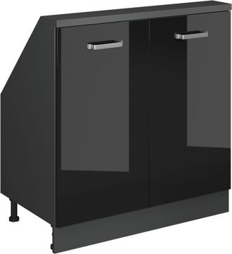 Vicco Armario Para Techo Inclinado Rion, Negro/antracita De Alto Brillo, Con 2 Puertas, Vicco