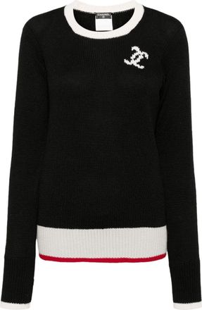 Chanel 1990-2000s logo sweater - women - Cashmere - 42 - Black