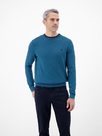 Lerros Strickpullover LERROS Herren Strickpullover in Twist-Struktur, Herren, Gr. XL, swedish blau, 100% Baumwolle, Rundhals, Pullover Strickpullover, Rundha