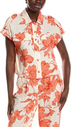 Shelli Segal Laundry By Shelli Segal Blossoming Linen-Blend Camp Shirt
