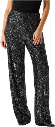 Notre-V Glitterende Pailletten Broek - Dames - Wijde Broeken - Zwart - S - Pailletten - Broeken