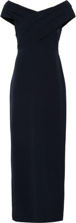 Lauren Ralph Lauren off-shoulder crepe gown - women - Elastane/Recycled Polyester/Recycled Polyester/Elastane - 10 - Blue