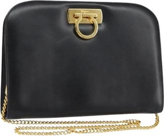 Ferragamo Pre-owned Clutches, female, Black, Size: ONE SIZE Pre-owned Leather Shoulder Bag