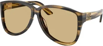 Miu Miu MU A08S 25E1OR Striped Havana/Yellow