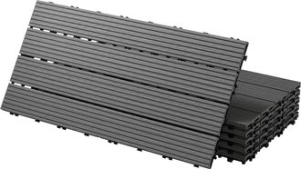 ECD Germany Ecd Germany Baldosas De Patio Wpc De 60x30 Cm 18 Piezas Por 3m&sup2; Con Aparencia De Madera Antracita Con Sistema De Drenaje Y Instalaci&oacute;n Mediante Clic A